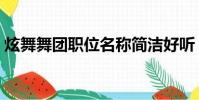 炫舞舞團職位名稱簡潔好聽(炫舞舞團職位)