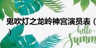 鬼吹燈之龍嶺神宮演員表(鬼吹燈之龍嶺神宮)
