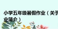 小學五年級暑假作業(關于小學五年級暑假作業簡介)