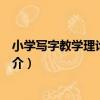 小學寫字教學理論與實踐（關于小學寫字教學理論與實踐簡介）