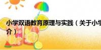 小學雙語教育原理與實踐(關于小學雙語教育原理與實踐簡介)