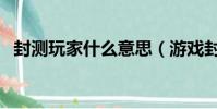 封測玩家什么意思(游戲封測是什么意思)