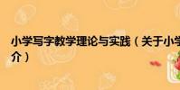 小學寫字教學理論與實踐(關于小學寫字教學理論與實踐簡介)