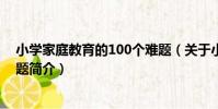 小學家庭教育的100個難題(關于小學家庭教育的100個難題簡介)