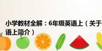 小學教材全解:6年級英語上(關于小學教材全解:6年級英語上簡介)