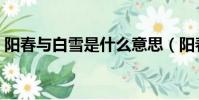 陽春與白雪是什么意思(陽春白雪什么意思)