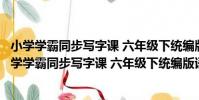 小學學霸同步寫字課 六年級下統編版語文全彩手繪(關于小學學霸同步寫字課 六年級下統編版語文全彩手繪簡介)