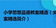 小學思想品德教案精選(關于小學思想品德教案精選簡介)