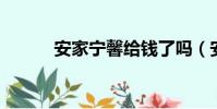 安家寧馨給錢了嗎(安家 寧馨)