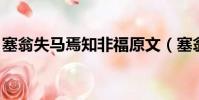 塞翁失馬焉知非福原文(塞翁失馬 焉知非福)