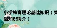 小學教育理論基礎知識(關于小學教育理論基礎知識簡介)