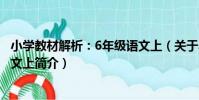 小學教材解析:6年級語文上(關于小學教材解析:6年級語文上簡介)