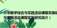 小學數學綜合與實踐活動課程實施研究(關于小學數學綜合與實踐活動課程實施研究簡介)