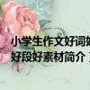 小學生作文好詞好句好段好素材（關于小學生作文好詞好句好段好素材簡介）