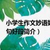 小學生作文妙語好詞好句好段（關于小學生作文妙語好詞好句好段簡介）