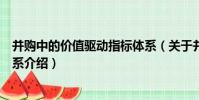 并購中的價值驅動指標體系(關于并購中的價值驅動指標體系介紹)