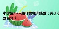 小學生C++趣味編程訓練營(關于小學生C++趣味編程訓練營簡介)