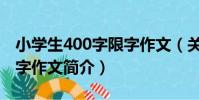 小學生400字限字作文(關于小學生400字限字作文簡介)