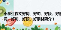小學生作文好詞、好句、好段、好素材(關于小學生作文好詞、好句、好段、好素材簡介)