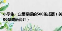 小學生一定要掌握的500條成語(關于小學生一定要掌握的500條成語簡介)