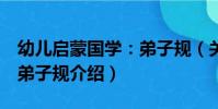 幼兒啟蒙國學:弟子規(關于幼兒啟蒙國學:弟子規介紹)
