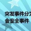 突發事件分為四類 即自然災害 事故災害和社會安全事件