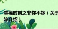 幸福時刻之非你不嫁(關于幸福時刻之非你不嫁介紹)
