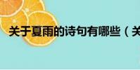 關于夏雨的詩句有哪些(關于春雨的詩句)