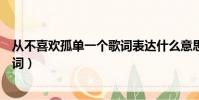 從不喜歡孤單一個歌詞表達什么意思(從不喜歡孤單一個歌詞)