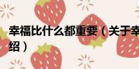 幸福比什么都重要(關于幸福比什么都重要介紹)