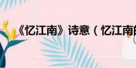 《憶江南》詩意(憶江南的詩意是什么)