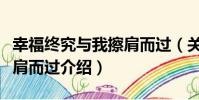 幸福終究與我擦肩而過(關于幸福終究與我擦肩而過介紹)