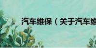 汽車維保(關于汽車維保的簡介)
