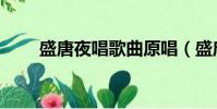 盛唐夜唱歌曲原唱(盛唐夜唱心然)
