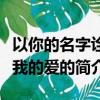 以你的名字詮釋我的愛（關于以你的名字詮釋我的愛的簡介）