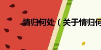 情歸何處(關于情歸何處的簡介)