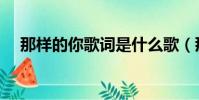 那樣的你歌詞是什么歌(那樣的你歌詞)