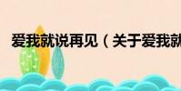 愛我就說再見(關于愛我就說再見的簡介)