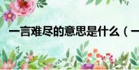 一言難盡的意思是什么(一言難盡的意思)