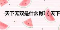 天下無雙是什么肖?(天下無雙是什么肖)