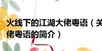 火線下的江湖大佬粵語(關于火線下的江湖大佬粵語的簡介)