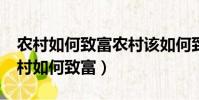 農村如何致富農村該如何致富1.3萬閱讀(農村如何致富)