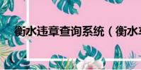 衡水違章查詢系統(衡水車輛違章查詢)