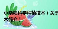 小雜糧科學種植技術(關于小雜糧科學種植技術簡介)