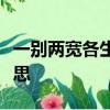 一別兩寬各生歡喜解怨釋結更莫相憎是什么意思