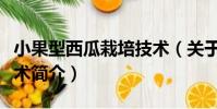 小果型西瓜栽培技術(關于小果型西瓜栽培技術簡介)
