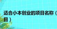 適合小本創業的項目名稱(適合小本創業的項目)