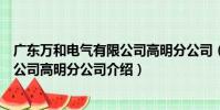 廣東萬和電氣有限公司高明分公司(關于廣東萬和電氣有限公司高明分公司介紹)