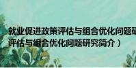就業促進政策評估與組合優化問題研究(關于就業促進政策評估與組合優化問題研究簡介)