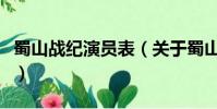 蜀山戰紀演員表(關于蜀山戰紀演員表的簡介)
